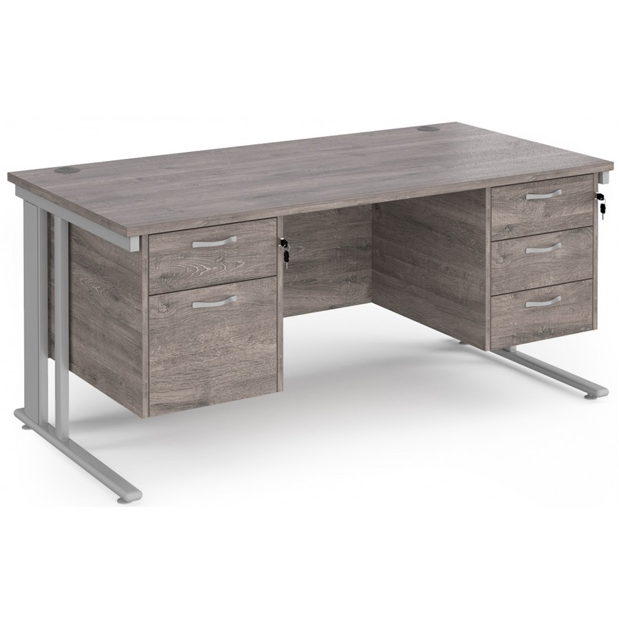 Maestro Cable Managed Desk With Twin Drawer Pedestals